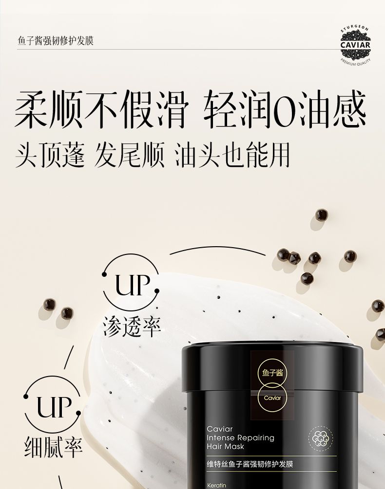 Vitex Caviar Keratin Hair Mask Repair Dry Frizzy Moisturizing Perm Damage Smooth Fragrant Hair Conditioner