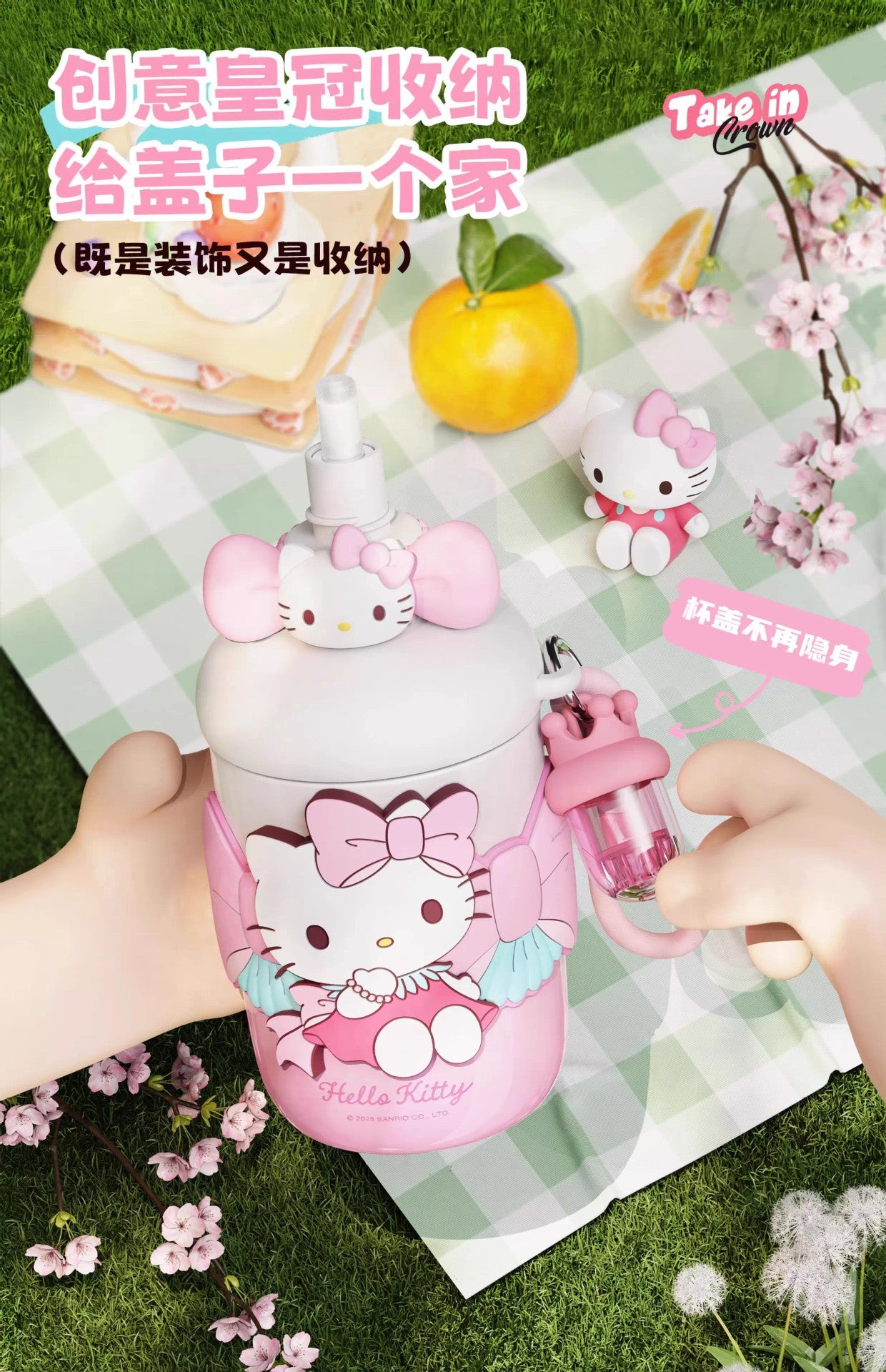 Aikes Sanrio Insulated Cup Kuromi Large Capacity Water Bottle Portable Straw Cup High-Value Gift for Girls
