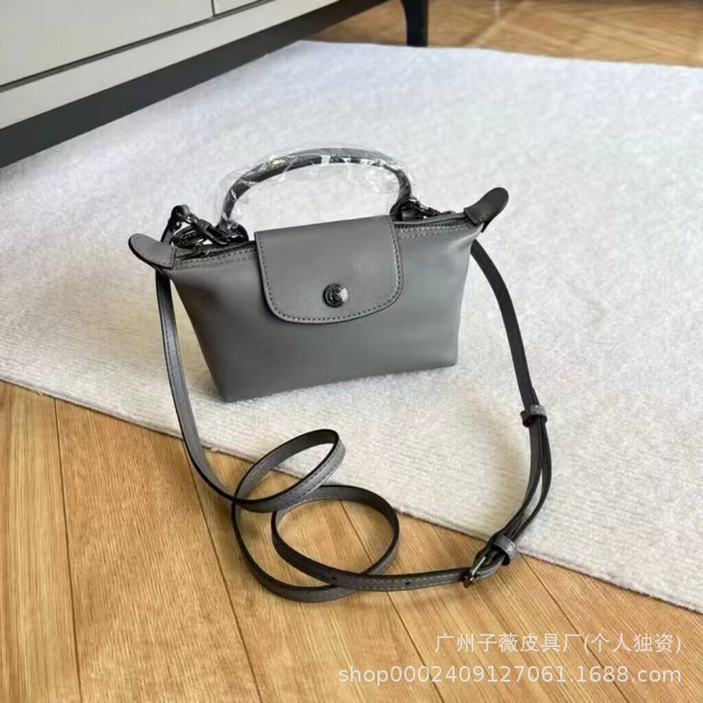 New Longchamp Xtra Mini Dumpling Bag Cowhide Shoulder Crossbody Bag Women's Bag mini Handheld Crossbody Dumpling Bag