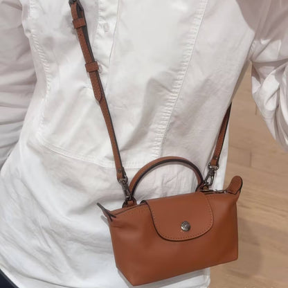 New Longchamp Xtra Mini Dumpling Bag Cowhide Shoulder Crossbody Bag Women's Bag mini Handheld Crossbody Dumpling Bag