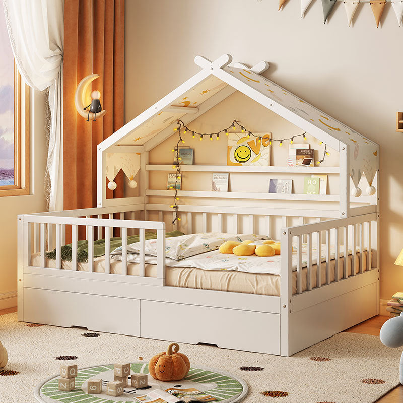 All Solid Wood Tree House Bed Children's Bed Boys Girls Princess Bed Small Bed with Trundle Bed Guardrail Home Baby Single Bed