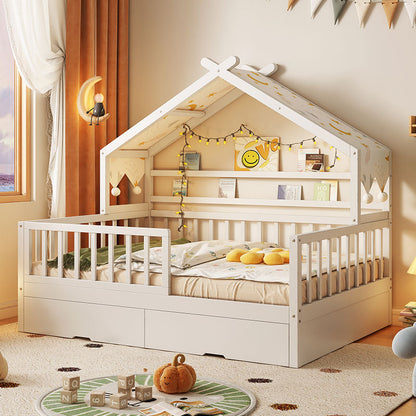 All Solid Wood Tree House Bed Children's Bed Boys Girls Princess Bed Small Bed with Trundle Bed Guardrail Home Baby Single Bed