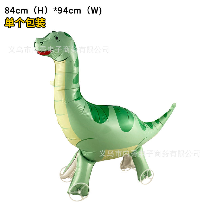 4D Large Wheel Animal Aluminum Foil Balloon 3D Elephant Creative Rolling Balloon Street Stall Toy Party Decoration