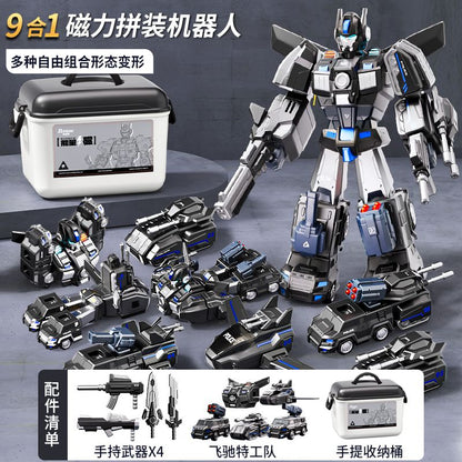 Magnetic Building Blocks Children's Educational Toys Transforming Engineering Vehicle Robot Boys Birthday Gift