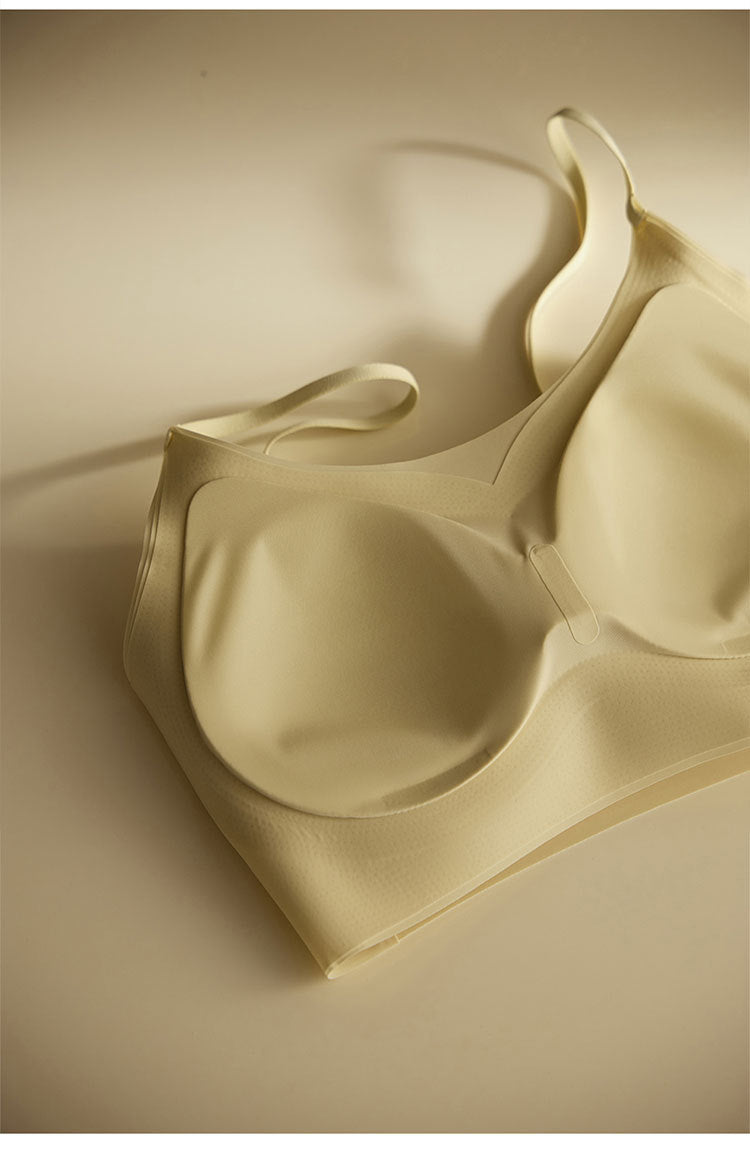 Cerotich Foundation Liquid Underwear Seamless Push-Up Bra for Women Thin Wide Straps Side Breast Collection Jelly Fixed Cup Bra