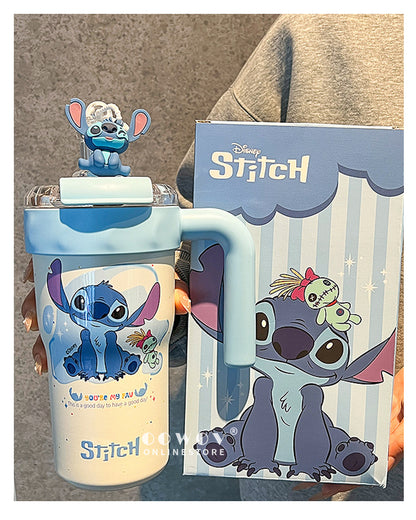 Stitch Insulated Cup with Straw, Ice Cup, Coffee Milk Large Capacity, High Aesthetic Portable Office Car Cup