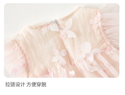 Banxidi Girls' Dress Summer New Fashionable Baby Princess Dress First Birthday Dress Children's Mesh Dress Children's Clothing