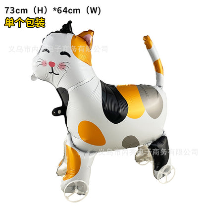 4D Large Wheel Animal Aluminum Foil Balloon 3D Elephant Creative Rolling Balloon Street Stall Toy Party Decoration