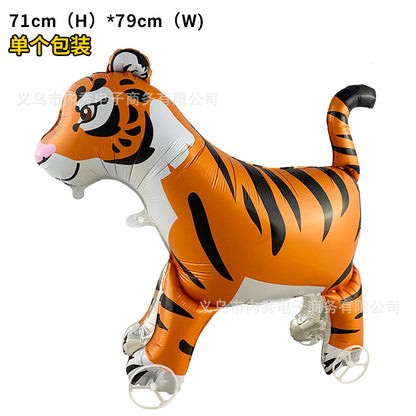 4D Large Wheel Animal Aluminum Foil Balloon 3D Elephant Creative Rolling Balloon Street Stall Toy Party Decoration