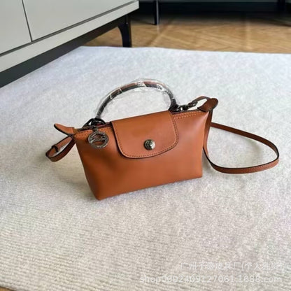New Longchamp Xtra Mini Dumpling Bag Cowhide Shoulder Crossbody Bag Women's Bag mini Handheld Crossbody Dumpling Bag