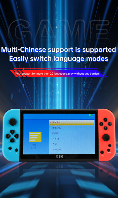 New X80Game Console7Inch PSP Handheld Console High Definition Large Screen with Card Slot GBA Classic Arcade Convenient Handheld Console