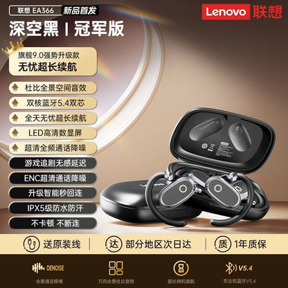 Lenovo Bone Conduction Bluetooth Earphones2025New ear-hook style high-quality long-lasting sports running EA366