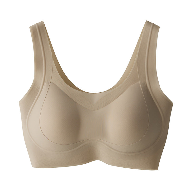 Cerotich Foundation Liquid Underwear Seamless Push-Up Bra for Women Thin Wide Straps Side Breast Collection Jelly Fixed Cup Bra