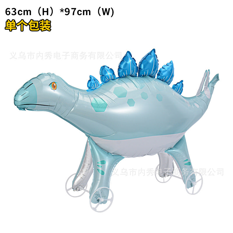 4D Large Wheel Animal Aluminum Foil Balloon 3D Elephant Creative Rolling Balloon Street Stall Toy Party Decoration
