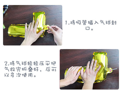 Maca Series321-inch White Birthday Number Aluminum Foil Balloon Set Latex Long Strip Rainbow Shape Girl Gift