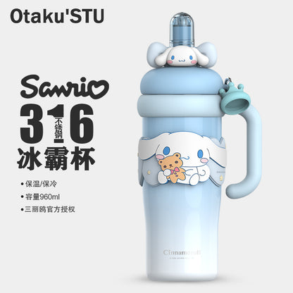 Aikes Sanrio Insulated Cup Kuromi Large Capacity Water Bottle Portable Straw Cup High-Value Gift for Girls