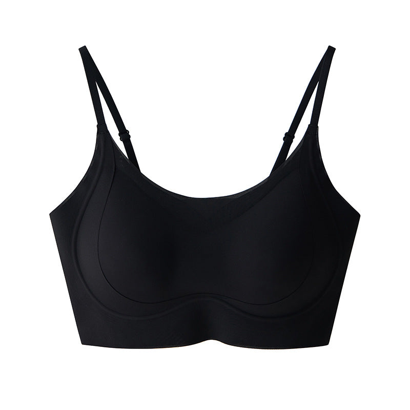 Cerotich Foundation Liquid Underwear Seamless Push-Up Bra for Women Thin Wide Straps Side Breast Collection Jelly Fixed Cup Bra