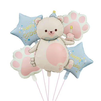 Cross-Border Matte Magic Cake Bear Aluminum Foil Balloon Set Children's Birthday Balloon Party Decoration Scene Setup