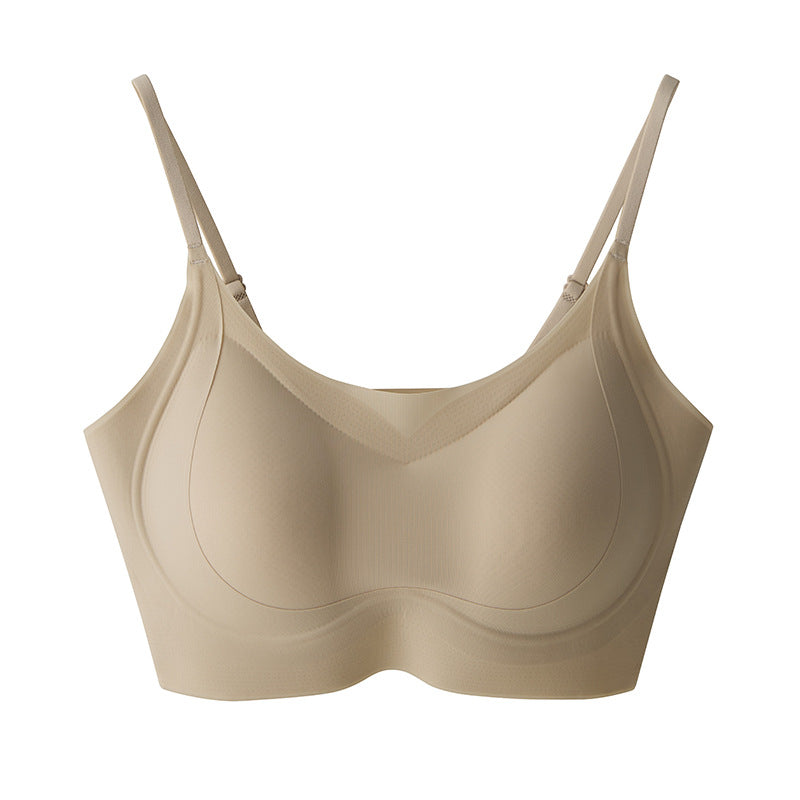 Cerotich Foundation Liquid Underwear Seamless Push-Up Bra for Women Thin Wide Straps Side Breast Collection Jelly Fixed Cup Bra