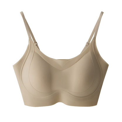 Cerotich Foundation Liquid Underwear Seamless Push-Up Bra for Women Thin Wide Straps Side Breast Collection Jelly Fixed Cup Bra