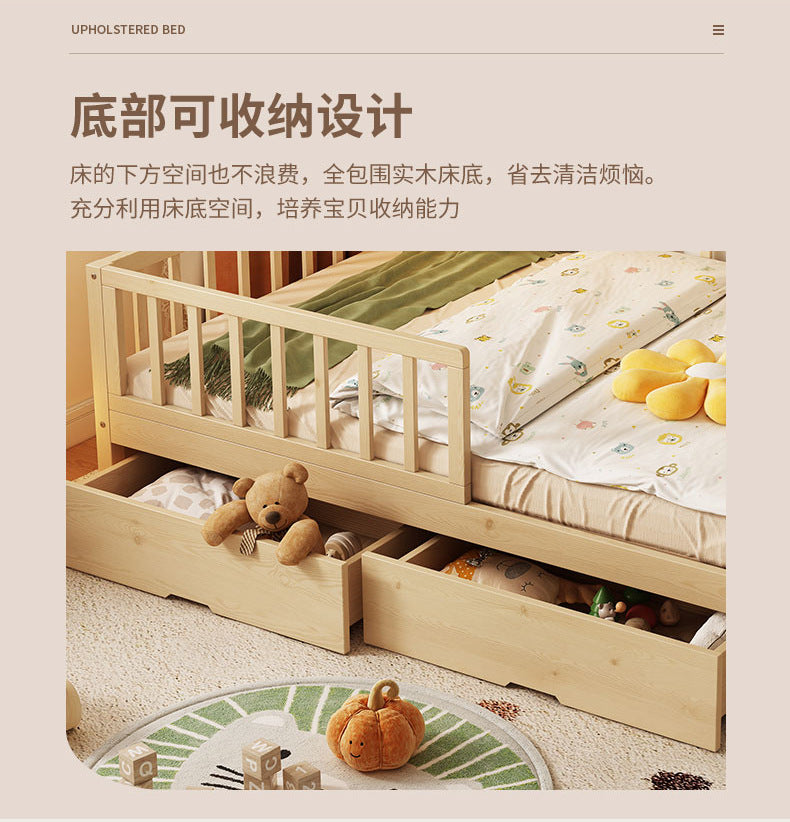 All Solid Wood Tree House Bed Children's Bed Boys Girls Princess Bed Small Bed with Trundle Bed Guardrail Home Baby Single Bed