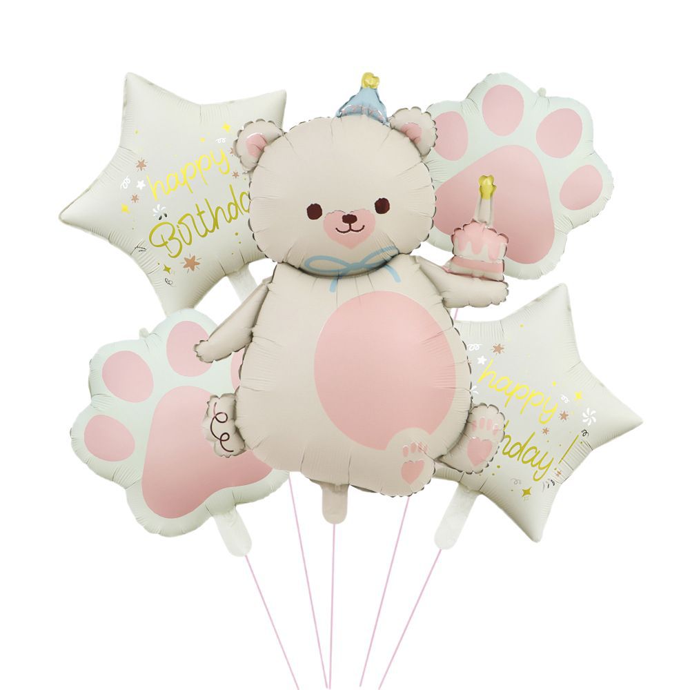 Cross-Border Matte Magic Cake Bear Aluminum Foil Balloon Set Children's Birthday Balloon Party Decoration Scene Setup