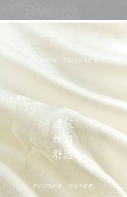 Tongyu Morning Robe for Women, Spring and Autumn Ice Silk Long Sleeve Nightgown, Mid-Length Winter Bathrobe, Two-Piece Pajama Set with Camisole Dress
