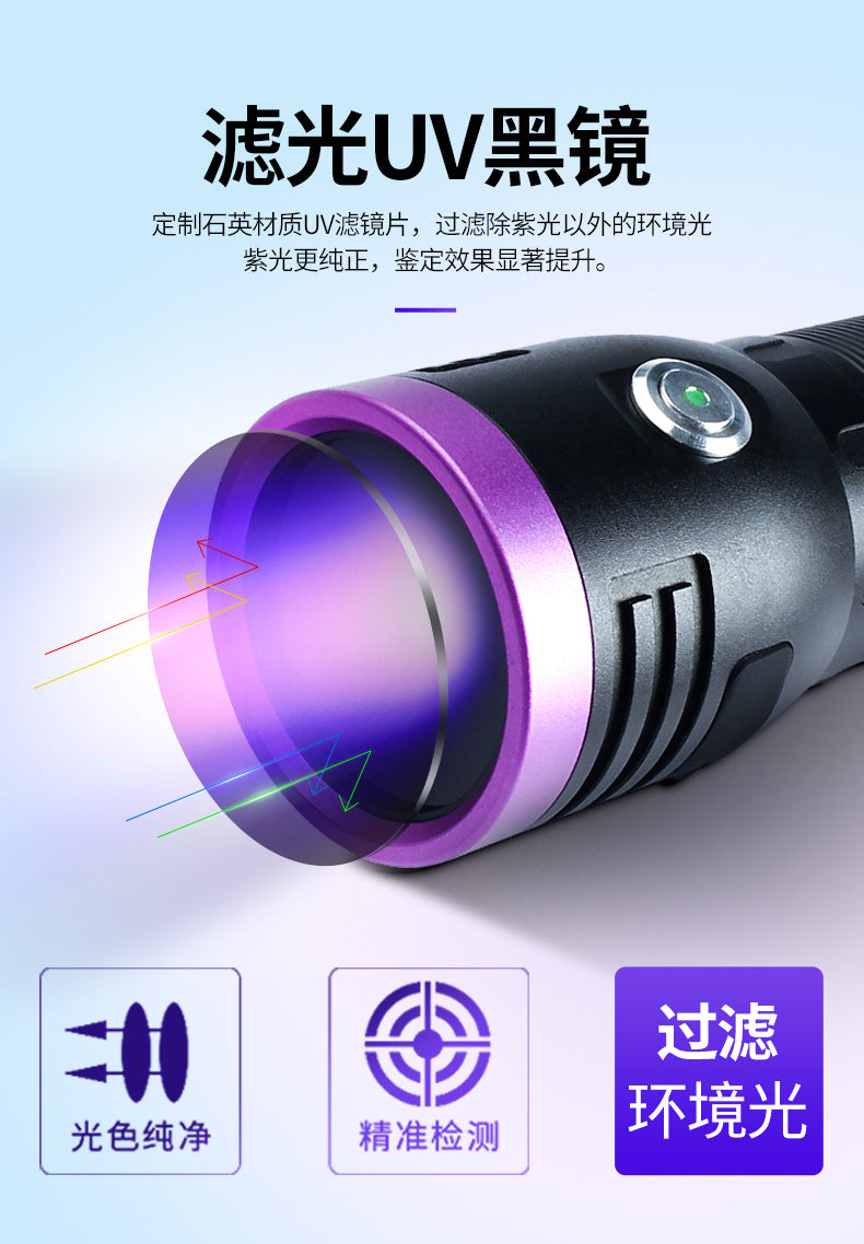 High Power365nm Black light bulb UV Black Mirror Scorpion Charging Fluorescent Detection Ultraviolet led Flashlight Processing
