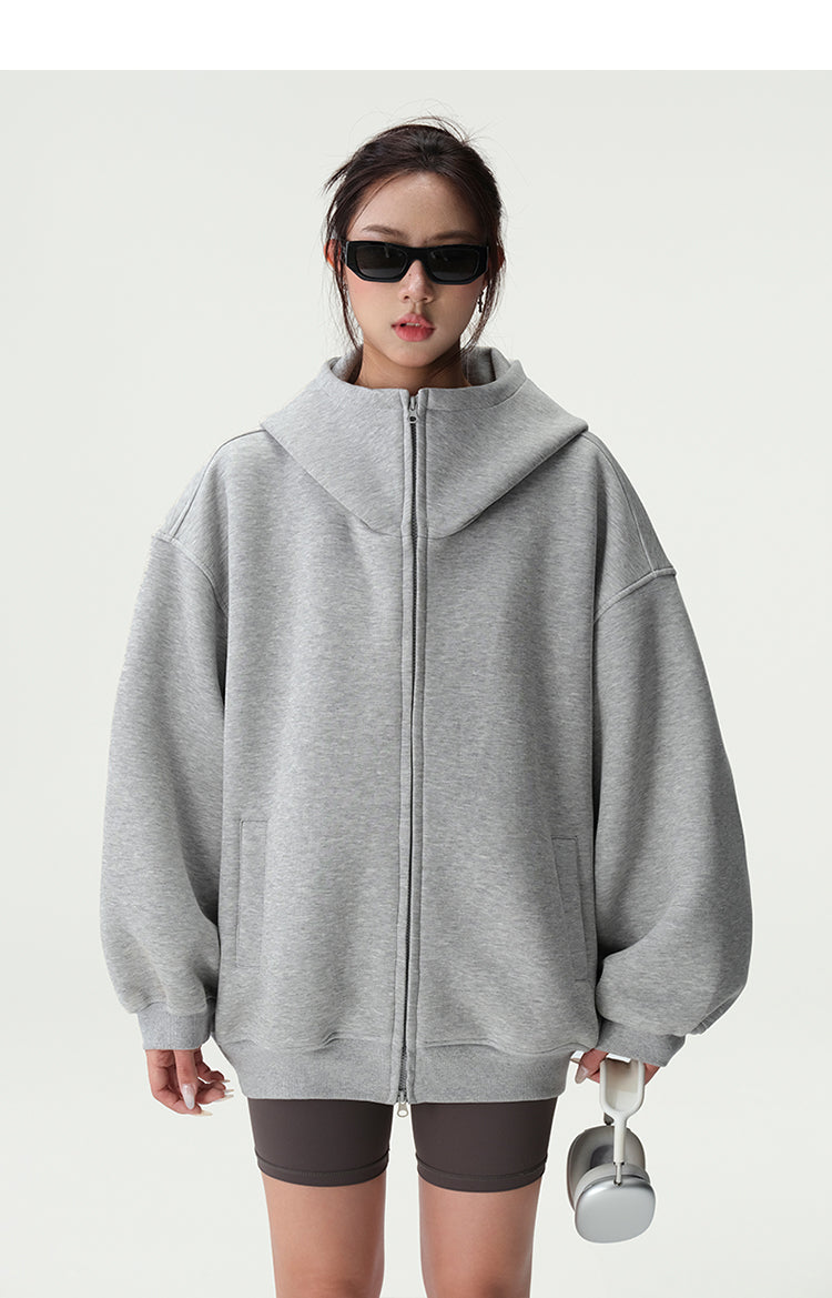 Bluescola 420g Heavyweight Hooded Cardigan Sweatshirt for Women with High-End Feel, Oversized Air Hoodie, Thick Sports Jacket