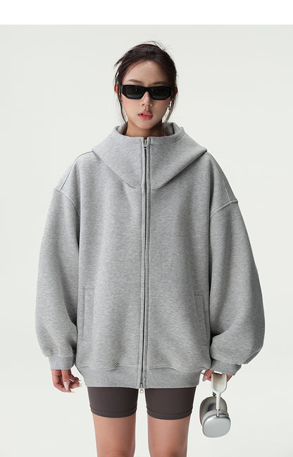 Bluescola 420g Heavyweight Hooded Cardigan Sweatshirt for Women with High-End Feel, Oversized Air Hoodie, Thick Sports Jacket