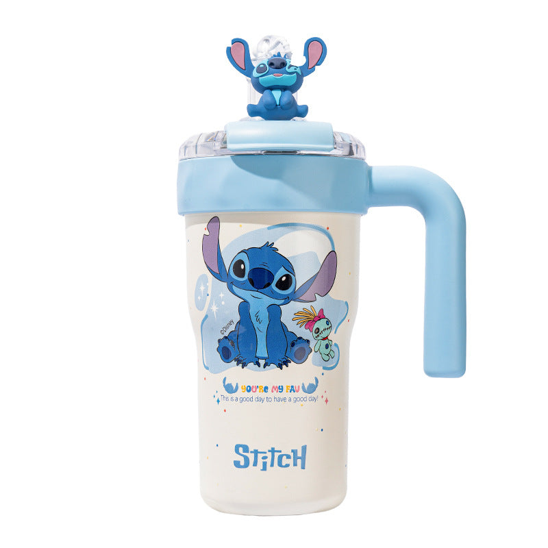 Stitch Insulated Cup with Straw, Ice Cup, Coffee Milk Large Capacity, High Aesthetic Portable Office Car Cup