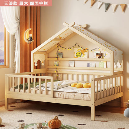 All Solid Wood Tree House Bed Children's Bed Boys Girls Princess Bed Small Bed with Trundle Bed Guardrail Home Baby Single Bed