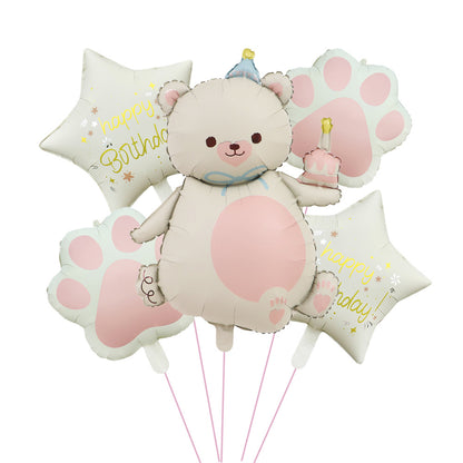 Cross-Border Matte Magic Cake Bear Aluminum Foil Balloon Set Children's Birthday Balloon Party Decoration Scene Setup