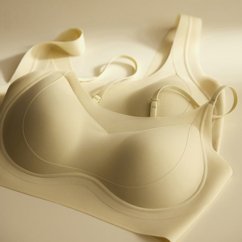 Cerotich Foundation Liquid Underwear Seamless Push-Up Bra for Women Thin Wide Straps Side Breast Collection Jelly Fixed Cup Bra