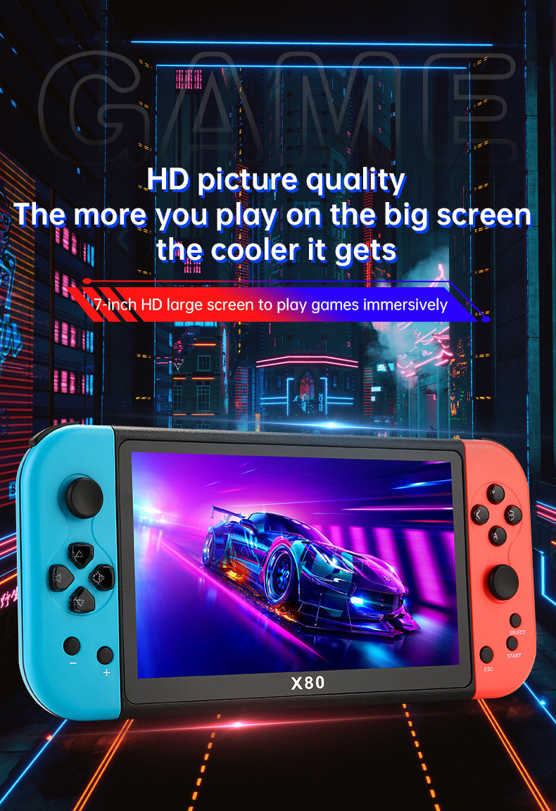 New X80Game Console7Inch PSP Handheld Console High Definition Large Screen with Card Slot GBA Classic Arcade Convenient Handheld Console