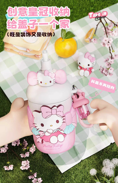 Aikes Sanrio Insulated Cup Kuromi Large Capacity Water Bottle Portable Straw Cup High-Value Gift for Girls