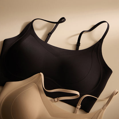 Cerotich Foundation Liquid Underwear Seamless Push-Up Bra for Women Thin Wide Straps Side Breast Collection Jelly Fixed Cup Bra
