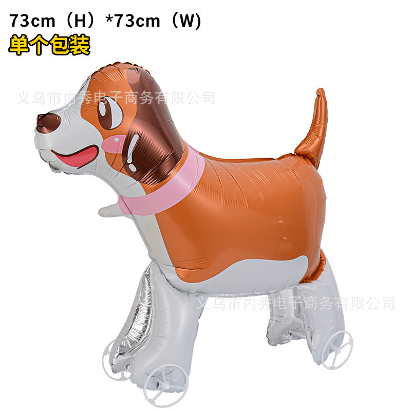4D Large Wheel Animal Aluminum Foil Balloon 3D Elephant Creative Rolling Balloon Street Stall Toy Party Decoration
