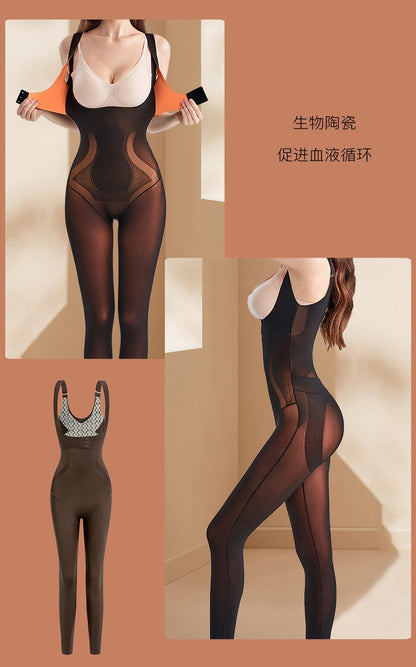 Autumn Winter New Push Up Tummy Control Hip Lift Bodysuit Extended Version Front Button Back Support Design Zero Pressure Light Shaping Garment