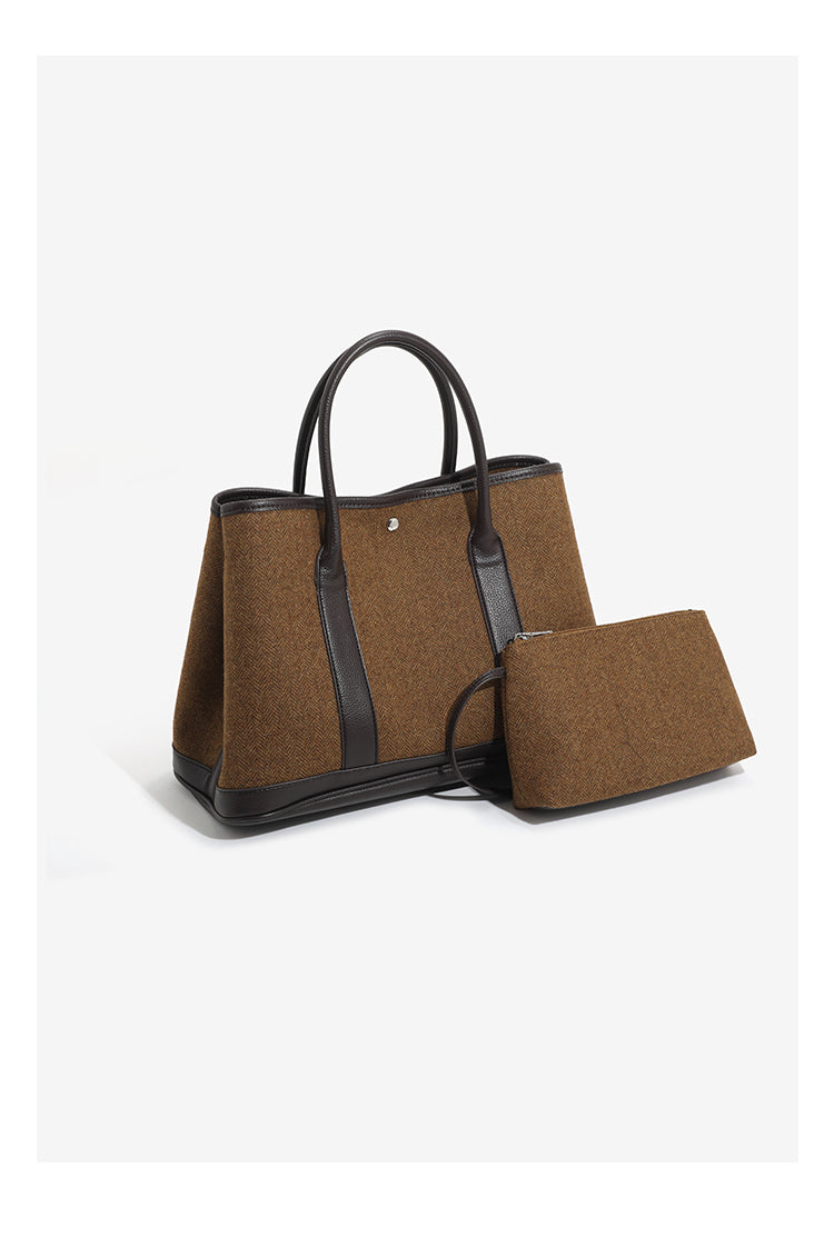 Canvas with Cowhide Garden Bag Large Capacity Genuine Leather Contrast Color Handbag for Women2025New Single Shoulder Crossbody Tote Bag