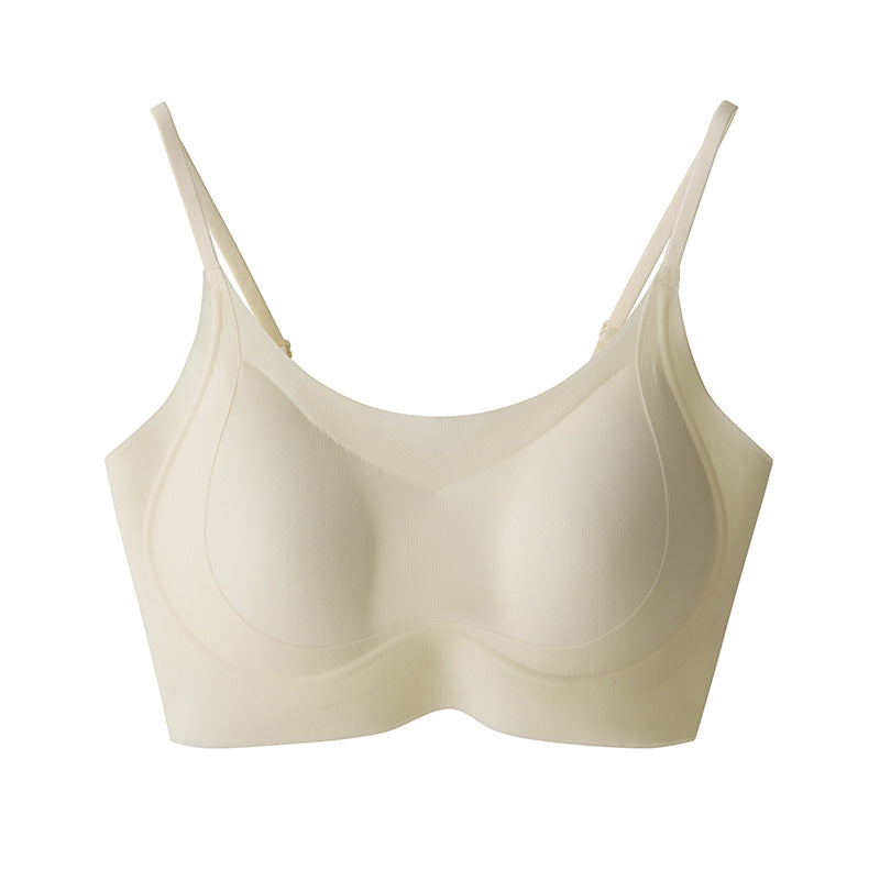 Cerotich Foundation Liquid Underwear Seamless Push-Up Bra for Women Thin Wide Straps Side Breast Collection Jelly Fixed Cup Bra