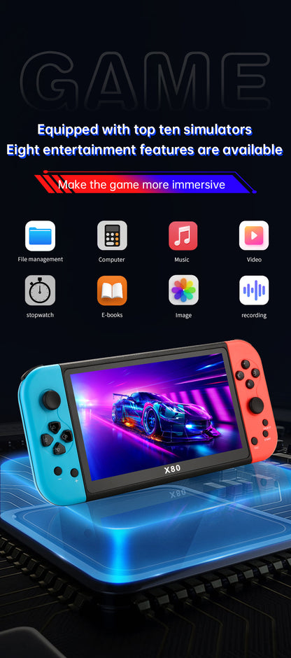 New X80Game Console7Inch PSP Handheld Console High Definition Large Screen with Card Slot GBA Classic Arcade Convenient Handheld Console