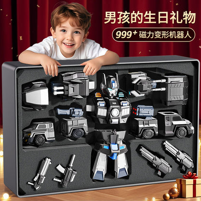 Magnetic Building Blocks Children's Educational Toys Transforming Engineering Vehicle Robot Boys Birthday Gift