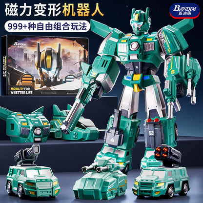 Magnetic Building Blocks Children's Educational Toys Transforming Engineering Vehicle Robot Boys Birthday Gift
