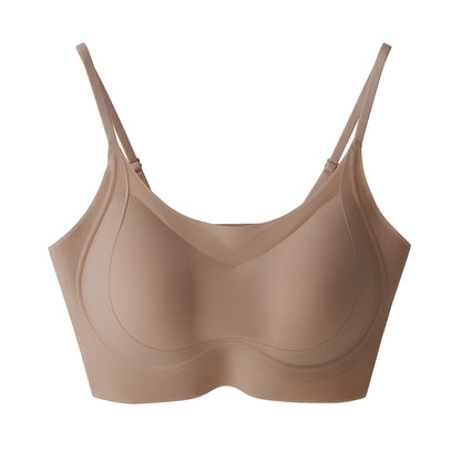 Cerotich Foundation Liquid Underwear Seamless Push-Up Bra for Women Thin Wide Straps Side Breast Collection Jelly Fixed Cup Bra
