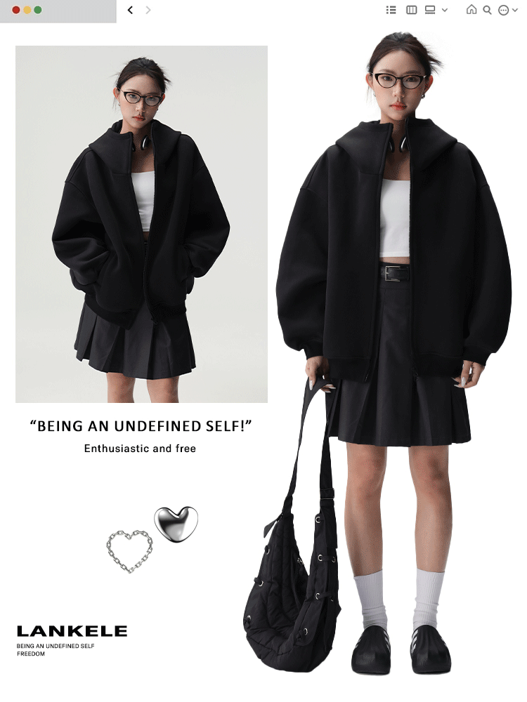 Bluescola 420g Heavyweight Hooded Cardigan Sweatshirt for Women with High-End Feel, Oversized Air Hoodie, Thick Sports Jacket
