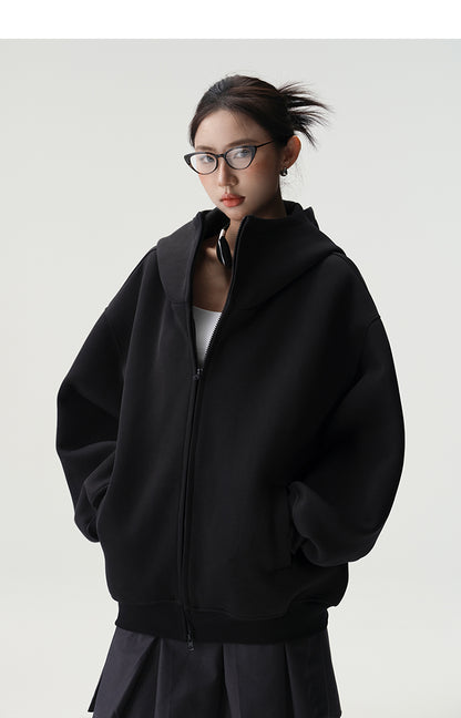 Bluescola 420g Heavyweight Hooded Cardigan Sweatshirt for Women with High-End Feel, Oversized Air Hoodie, Thick Sports Jacket