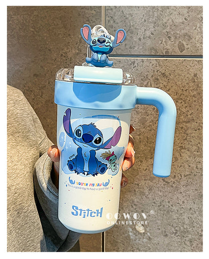 Stitch Insulated Cup with Straw, Ice Cup, Coffee Milk Large Capacity, High Aesthetic Portable Office Car Cup