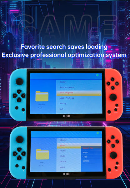 New X80Game Console7Inch PSP Handheld Console High Definition Large Screen with Card Slot GBA Classic Arcade Convenient Handheld Console