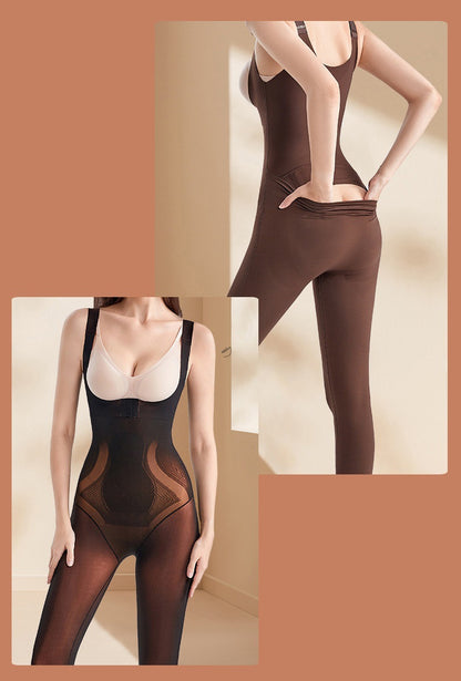 Autumn Winter New Push Up Tummy Control Hip Lift Bodysuit Extended Version Front Button Back Support Design Zero Pressure Light Shaping Garment